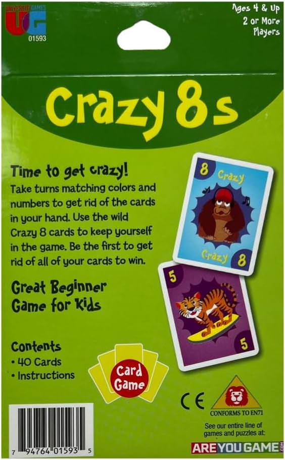 カードゲーム クレイジーエイト University Games 楽しく学べるファミリー向け教育的要素豊富 ジャンボサイズカード採用 4歳以上対応 手札をなくすシンプルルール 戦略的思考育成 コミュニケーション促進