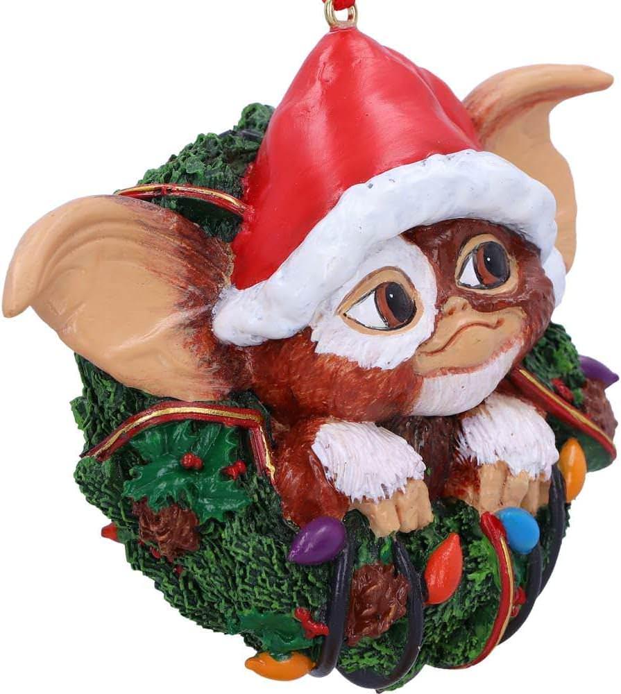 アウトレット品 クリスマスオーナメント グレムリン ギズモ リース ハンギングオーナメント Nemesis Now ワーナーブラザーズ公式ライセンス 高品質レジン製 手作業塗装 コンパクトサイズ 温かみのあるノスタルジックデザイン 映画の世界観再現