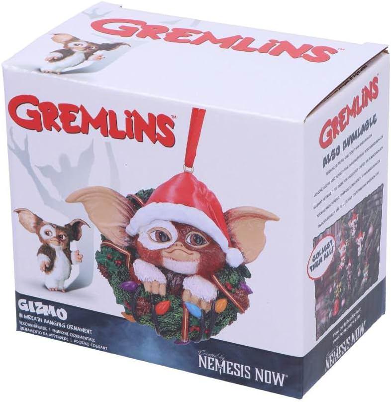 アウトレット品 クリスマスオーナメント グレムリン ギズモ リース ハンギングオーナメント Nemesis Now ワーナーブラザーズ公式ライセンス 高品質レジン製 手作業塗装 コンパクトサイズ 温かみのあるノスタルジックデザイン 映画の世界観再現