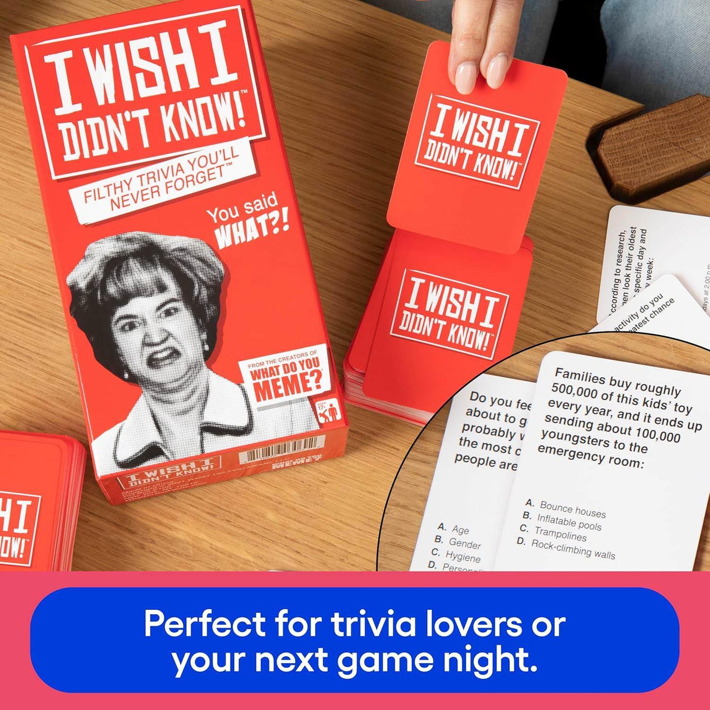 パーティーゲーム トリビアカードゲーム What Do You Meme? 500枚の多彩なトリビアカード プレミアム厚紙 光沢仕上げ 高耐久コンパクトボックス 2人から最大20人 17歳以上向け 知的エンターテイメント 最短20分で完結