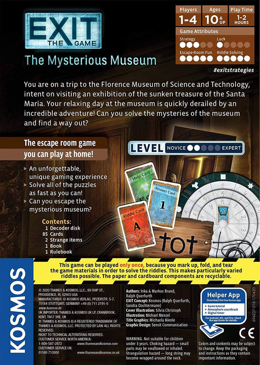 脱出ゲーム EXIT The Mysterious Museum エグジット ザ ミステリアス ミュージアム Thames Kosmos 協力型 謎解き パズル アドベンチャー レオナルド ダ ヴィンチ タイムマシン フィレンツェ 自然史 博物館 デコーダー