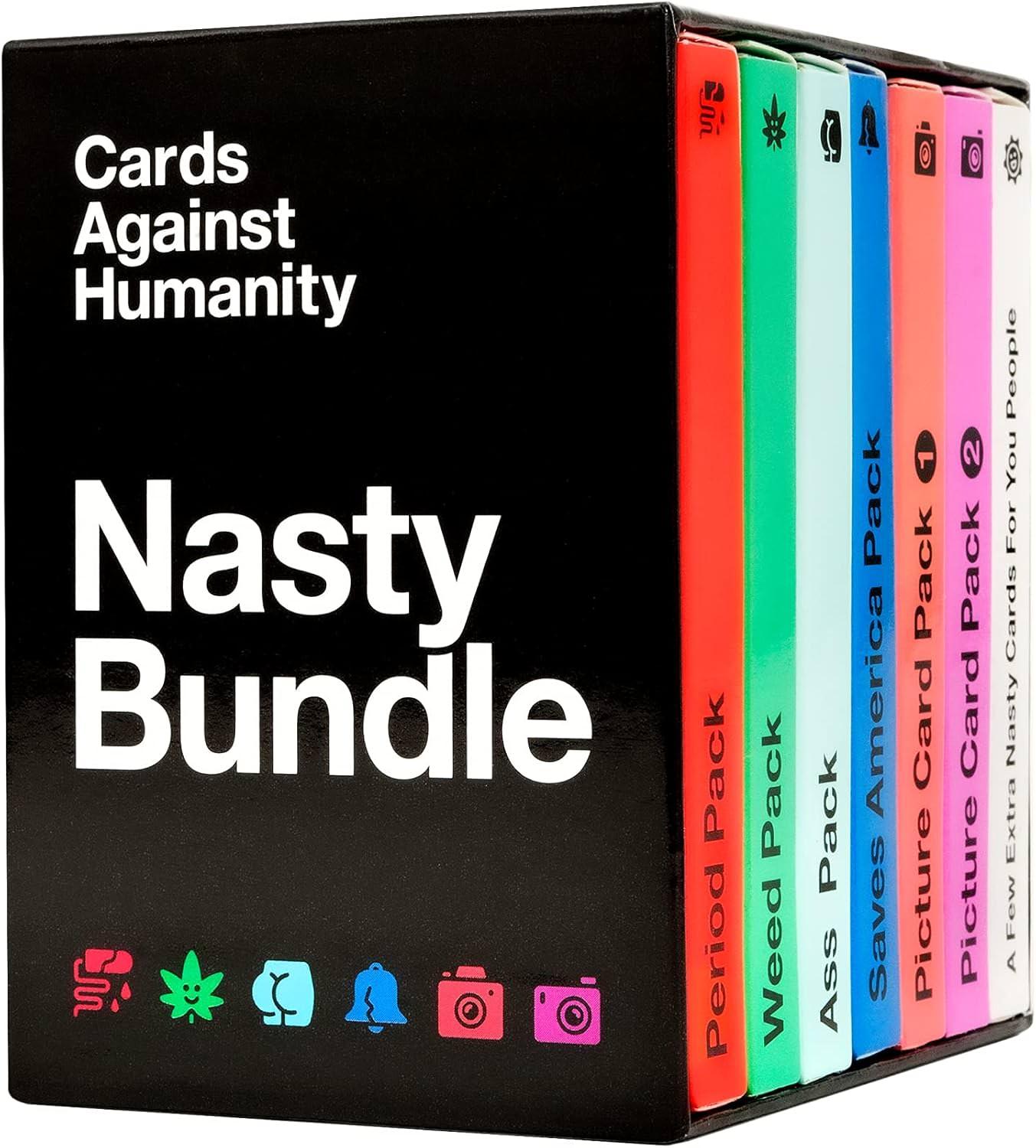 Cards Against Humanity 拡張パック パーティーゲーム Nasty Bundle 基本セット対応 大人向け ホームパーティー 盛り上がり必至 Period Pack Weed Pack Ass Pack Saves America 輸入英語版 日本語説明書なし - Trade Center