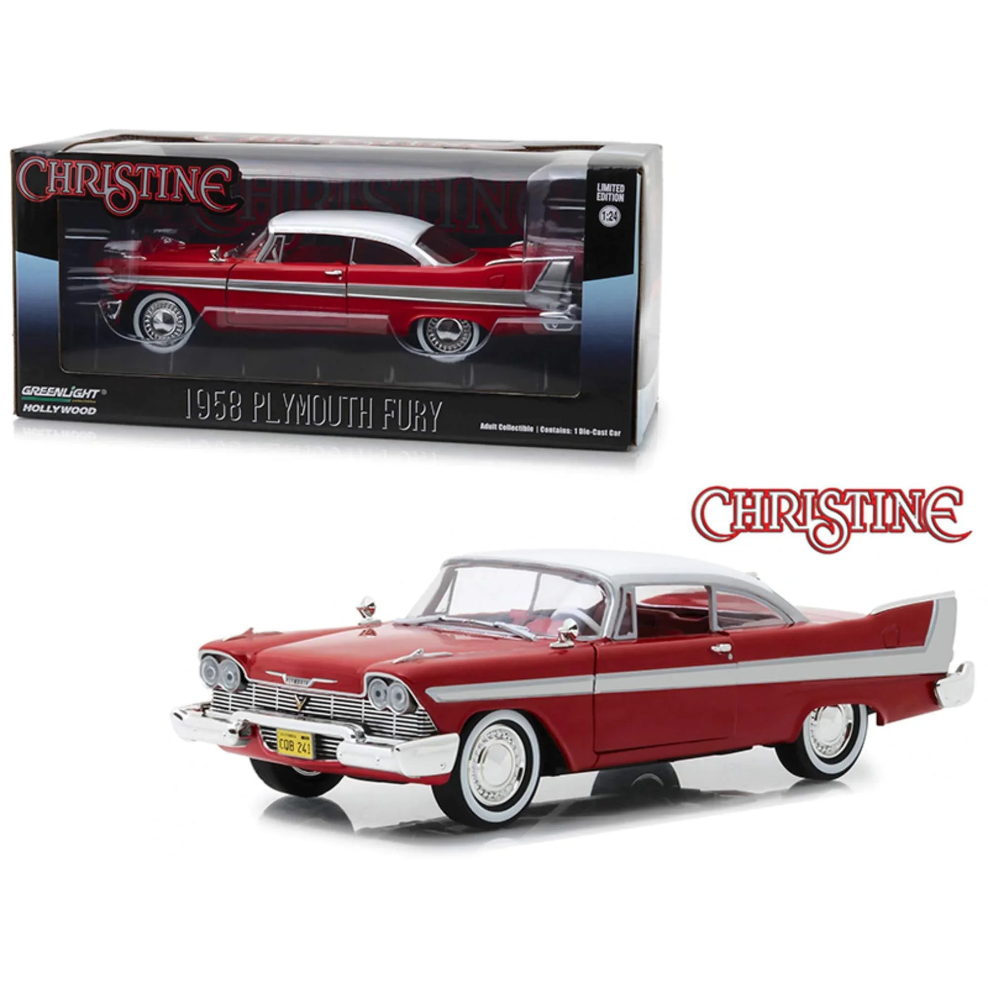 アウトレット品 ミニカー 1958年型プリマス・フューリー 映画クリスティーン 名車 完全再現 グリーンライト ブランド 精巧 模型 映画ファン カーマニア 心を掴む 赤白ツートンカラー フロントグリル クロームパーツ デザイン 丁寧 高品質 仕上げ