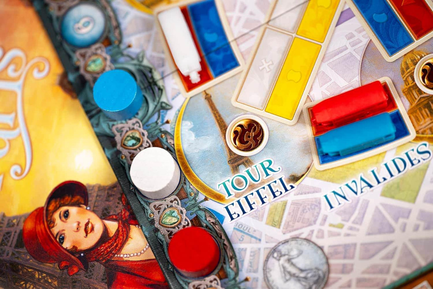 ボードゲーム Ticket to Ride Paris Cities テンポ良い戦略的プレイ 完全版英語版 1920年代パリ街歩き 主要観光地ルート構築 バスネットワーク設計 青白赤カード活用 ボーナスポイント獲得 家族友人団らん向け 2-4人用