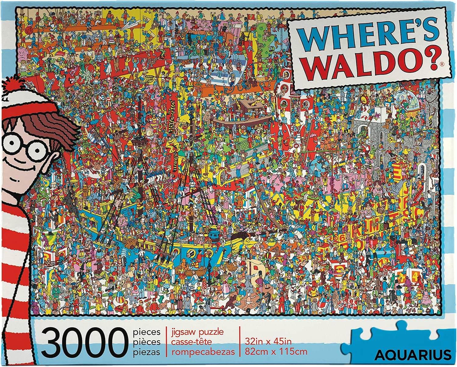 パズル ジグソーパズル Where's Waldo 3000 Piece Puzzle Aquarius 3000ピース こだわり高品質厚紙使用 耐久性抜群 光沢抑えた目に優しい紙質 精密カット技術 完璧フィット 清潔仕上げ ランダムカット 難易度適度 バイリンガル表記