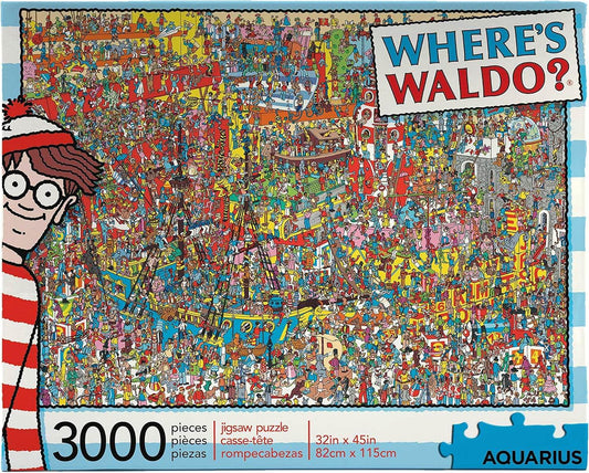 パズル ジグソーパズル Where's Waldo 3000 Piece Puzzle Aquarius 3000ピース こだわり高品質厚紙使用 耐久性抜群 光沢抑えた目に優しい紙質 精密カット技術 完璧フィット 清潔仕上げ ランダムカット 難易度適度 バイリンガル表記