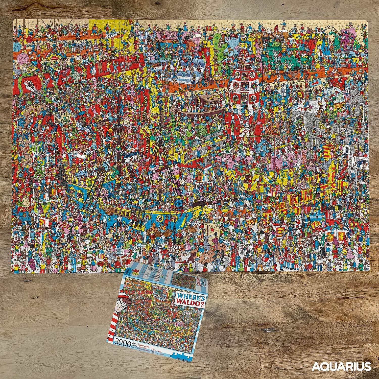パズル ジグソーパズル Where's Waldo 3000 Piece Puzzle Aquarius 3000ピース こだわり高品質厚紙使用 耐久性抜群 光沢抑えた目に優しい紙質 精密カット技術 完璧フィット 清潔仕上げ ランダムカット 難易度適度 バイリンガル表記