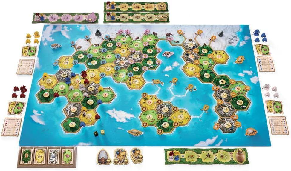 ボードゲーム CATAN Dawn of Humankind カタン 人気戦略ゲーム 新天地開拓資源管理文明発展リーダー体験独立型完全新作80枚リソースカード48個プレイヤーピース含む多彩なコンポーネント充実の内容12歳以上2-4人対応