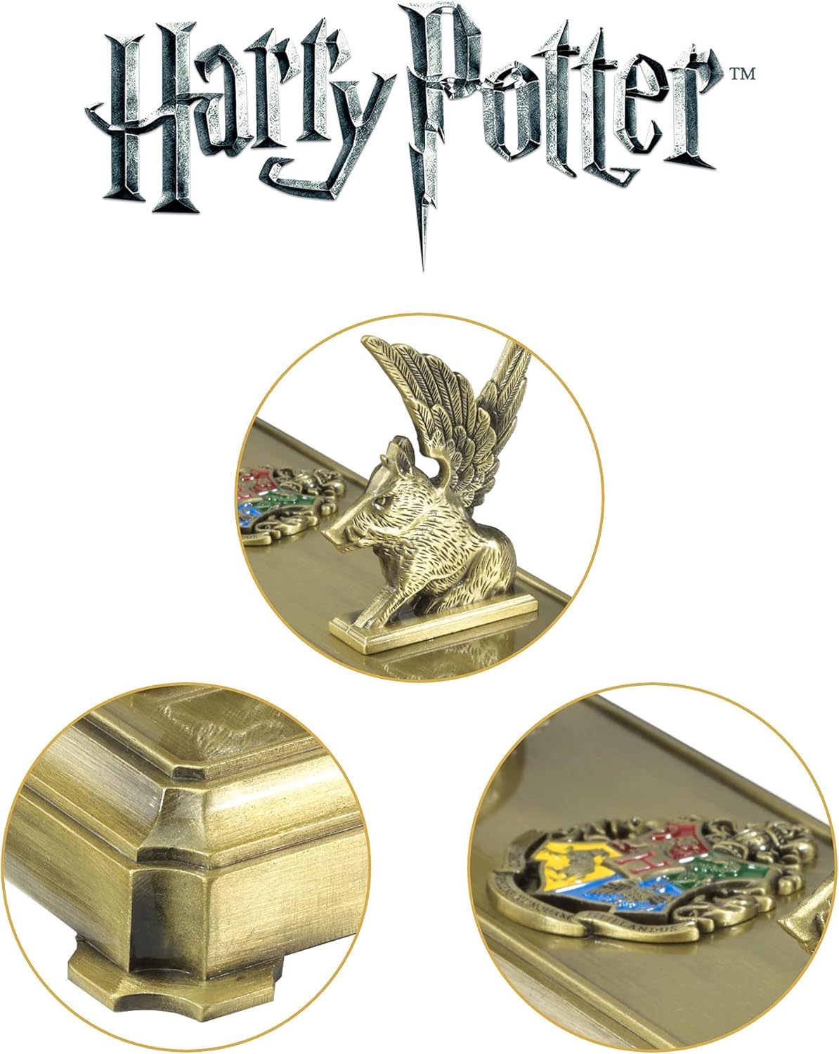 ホグワーツ魔法杖スタンド ホグワーツ魔法魔術学校モチーフ ダイキャストメタル製 ゴールドカラー コレクターズアイテム 翼を持つ像2体 魔法杖用スペース付き ハリー・ポッター限定アイテム