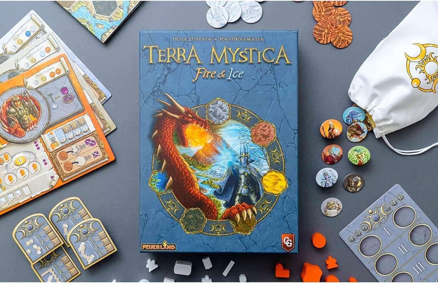 ボードゲーム Terra Mystica Fire Ice 拡張セット テラミスティカ 氷 火山 新地形 6種族 アイスメイデン イエティ アコライツ ドラゴンマスター 戦略性 カルト進行 建造物 パワー