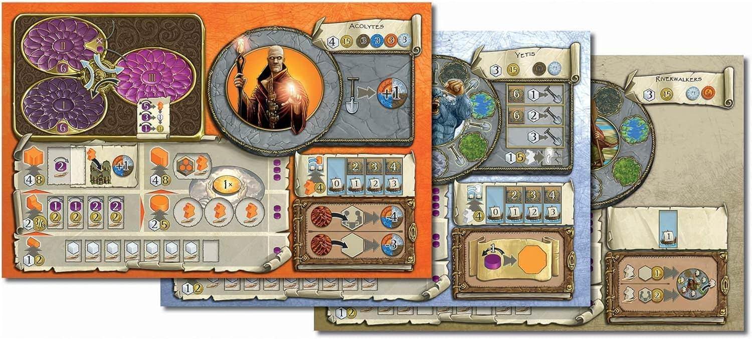 ボードゲーム Terra Mystica Fire Ice 拡張セット テラミスティカ 氷 火山 新地形 6種族 アイスメイデン イエティ アコライツ ドラゴンマスター 戦略性 カルト進行 建造物 パワー