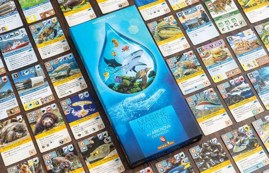 動物園経営ボードゲーム拡張版 Ark Nova 海洋生物 水族館建設 新大学システム アクションカード多様化 リーフドウェラー ウェイブ効果 海の動物カテゴリー 英語版 日本語説明書なし