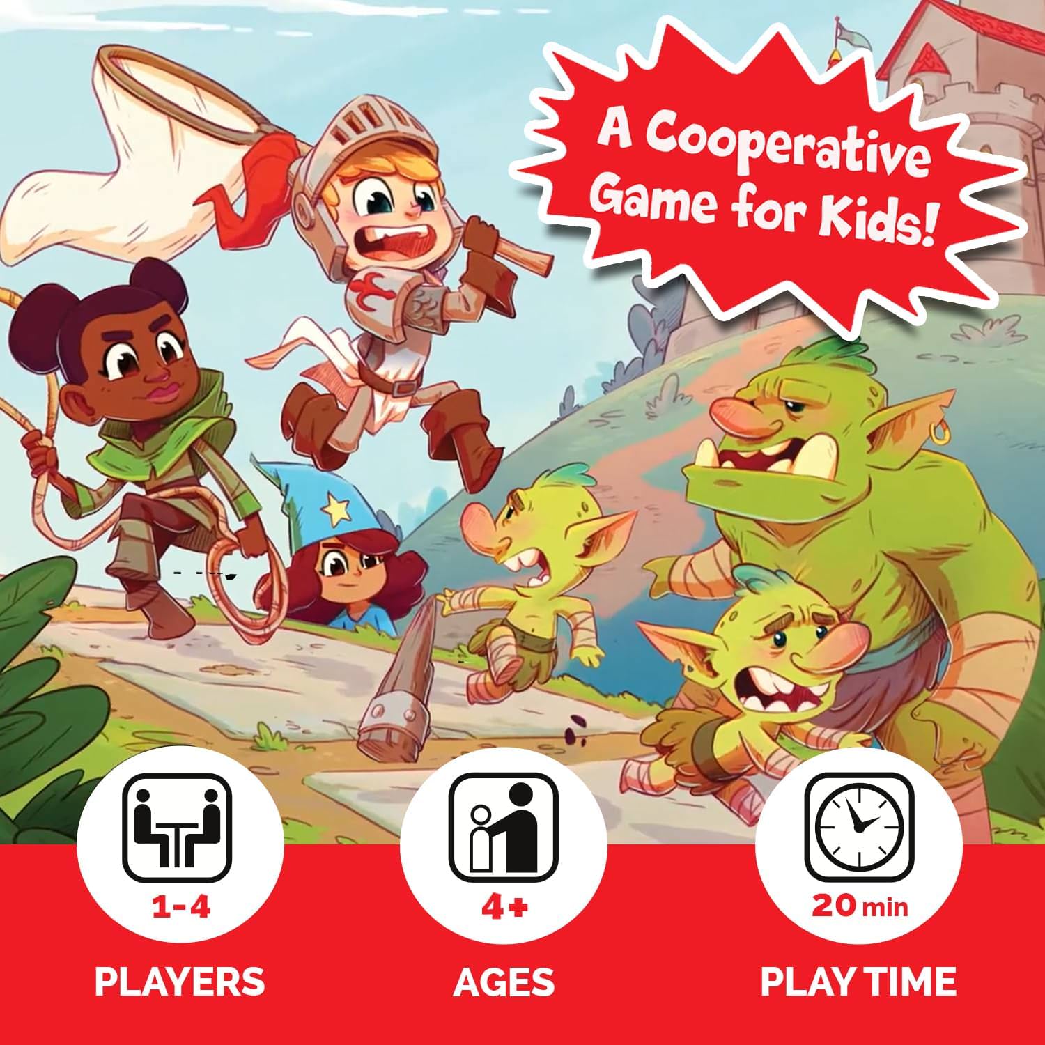 ボードゲーム My First Castle Panic マイ・ファースト・キャッスル・パニック Fireside Games 協力型 4歳以上 1-4人 20分 家族 お城守る冒険 モンスター捕獲 英語版 日本語説明書なし