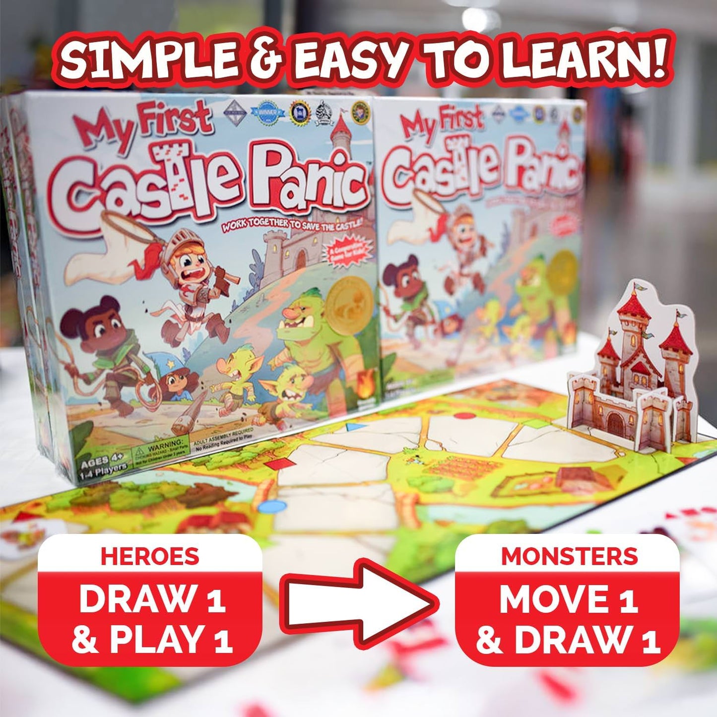 ボードゲーム My First Castle Panic マイ・ファースト・キャッスル・パニック Fireside Games 協力型 4歳以上 1-4人 20分 家族 お城守る冒険 モンスター捕獲 英語版 日本語説明書なし
