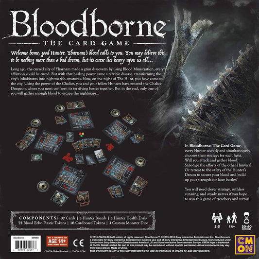ボードゲーム Bloodborne The Card Game CMON エリック・M・ラング 戦略 リスク管理 集団思考 協力 ヤーナム 聖杯ダンジョン ハンター モンスター ブラッドエコー ダイスロール ハンドマネージメント プレス・ユア・ラック