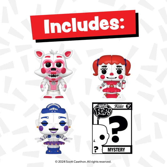 フィギュア Five Nights at Freddy's Bitty Pop! ミニフィギュア 4体セット Ballora Funtime Foxy Baby ミステリーフィギュア入り 高品質ビニール製 ハードアクリルケース ディスプレイケース付き 人気ホラーゲームコレクション