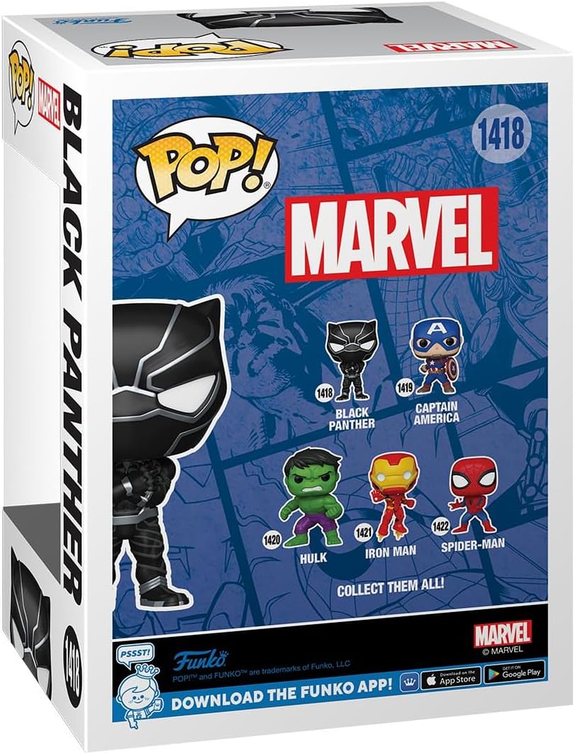 フィギュア Funko Pop Marvel New Classics Black Panther ブラックパンサー ティ・チャラ ワカンダ 国王 ヒーロー アベンジャーズ 全高10.8cm ビニール製 デフォルメスタイル コレクター 戦士 科学者 超人的力 威厳 力強さ