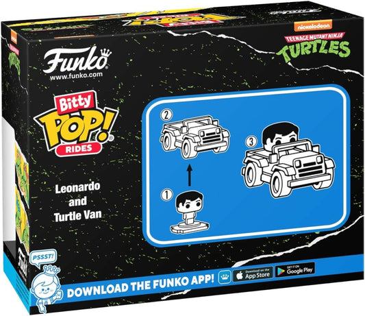 フィギュア Bitty POP Leonardo and Turtle Van ティーンエイジ・ミュータント・ニンジャ・タートルズ TMNT ブランド 忍者亀の冒険 コンパクトサイズ 2cm 精密造形 丁寧塗装 ハードアクリルディスプレイケース付 着脱可能 底蓋 並行輸入品