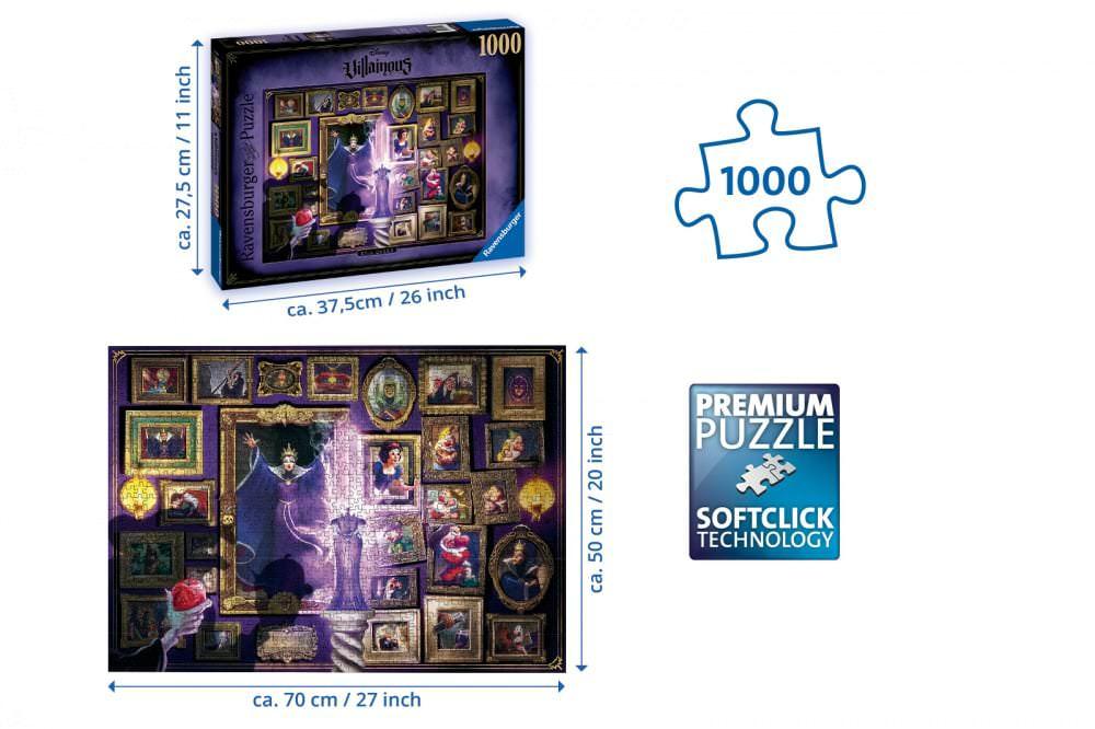 ジグソーパズル ラベンスバーガー ディズニーヴィランズ 悪の女王 1000ピース 高品質 麻布特殊紙 精密カッティング 技術採用 70センチ×50センチ 完成サイズ 大人 11歳以上 対象 幅広いレベル楽しめる 精巧なデザイン 映画 シーン再現