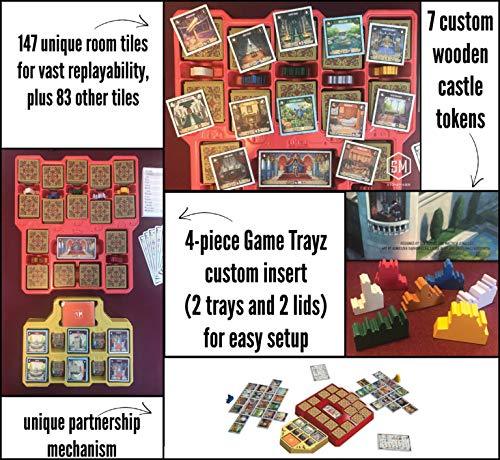 ボードゲーム Between Two Castles of Mad King Ludwig 協力と戦略の城造りゲーム Stonemaier Games Game Trayz カスタムインサート ドラフト タイル配置 戦略的思考 社会的スキル