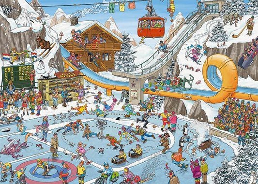 ジグソーパズル ヤン・ファン・ハーステレン ウィンターゲーム 1000ピース ジャンボ社 冬の雪景色アクティビティ多彩なユーモア 隠し要素豊富 高品質リサイクル段ボール使用 約68×49cm 親子共遊び スマートな仕上げ ユニークな芸術作品