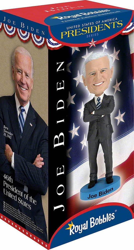 フィギュア Royal Bobbles President Joe Biden ボブルヘッド アメリカ合衆国第46代大統領 精巧造形 手塗彩色 頭部可動 ポリレジン製 高耐久 約20cm コレクターボックス 正規品証明 シリアル番号付 政治歴史コレクション用
