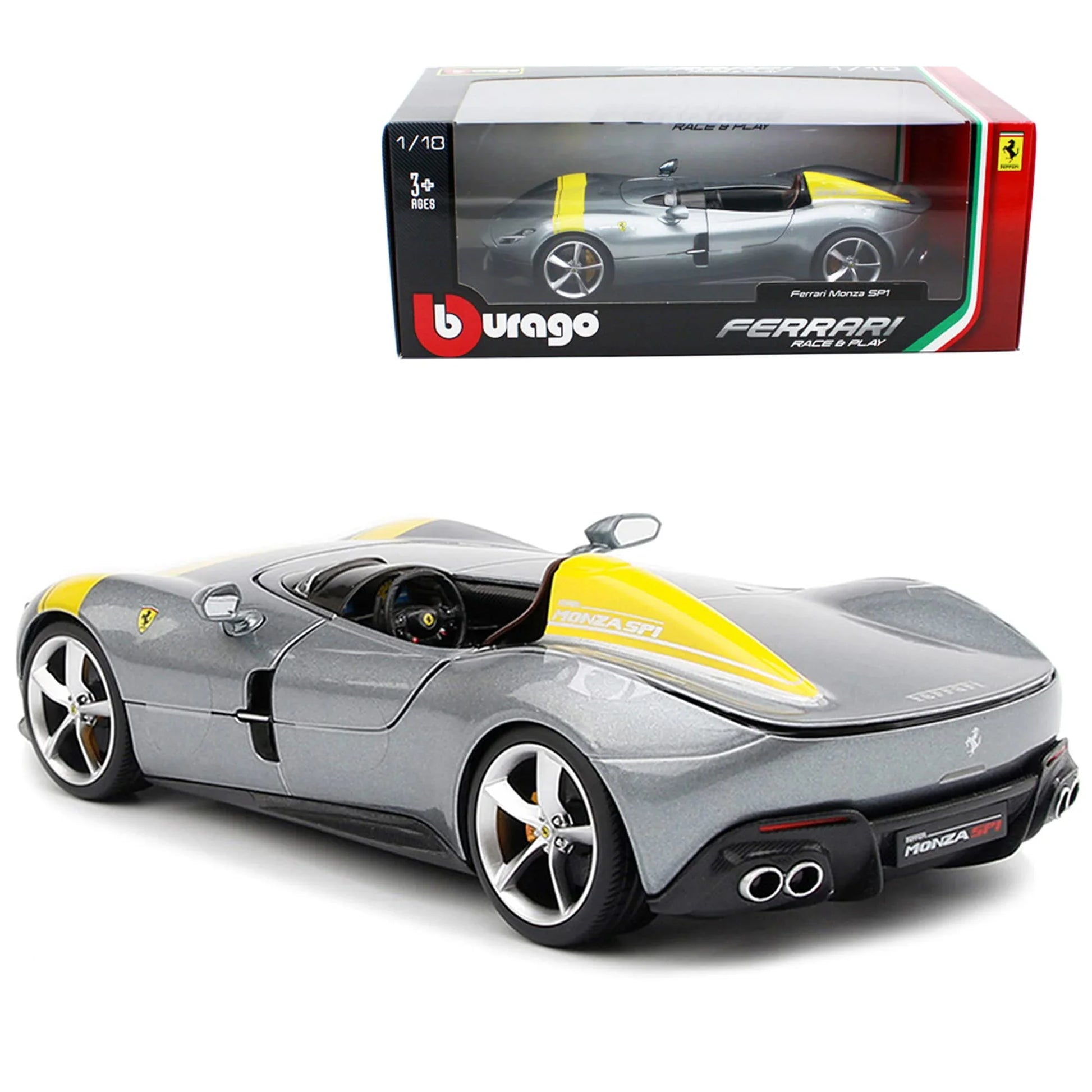 アウトレット品 ミニカー モンツァSP1 フェラーリ ブラーゴ 1 18スケールモデル 810馬力 6.5リッターV12エンジン搭載 圧倒的加速性能 デジタル計器一体型コックピット カーボンファイバーボディ ウインドスクリーンなし 空力デザイン