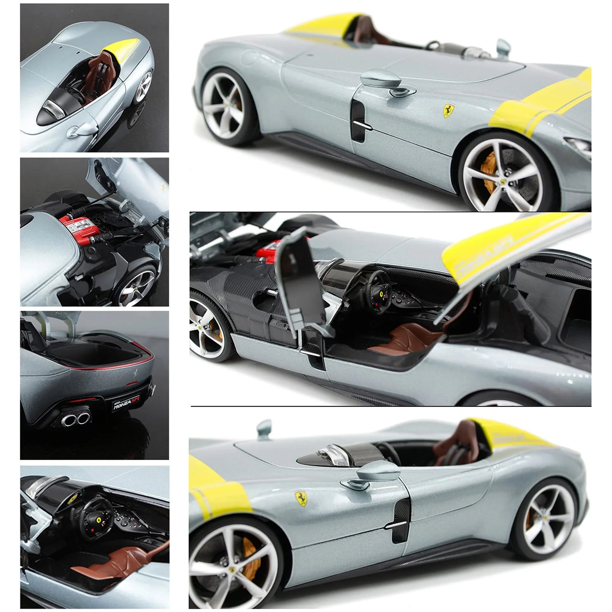 アウトレット品 ミニカー モンツァSP1 フェラーリ ブラーゴ 1 18スケールモデル 810馬力 6.5リッターV12エンジン搭載 圧倒的加速性能 デジタル計器一体型コックピット カーボンファイバーボディ ウインドスクリーンなし 空力デザイン