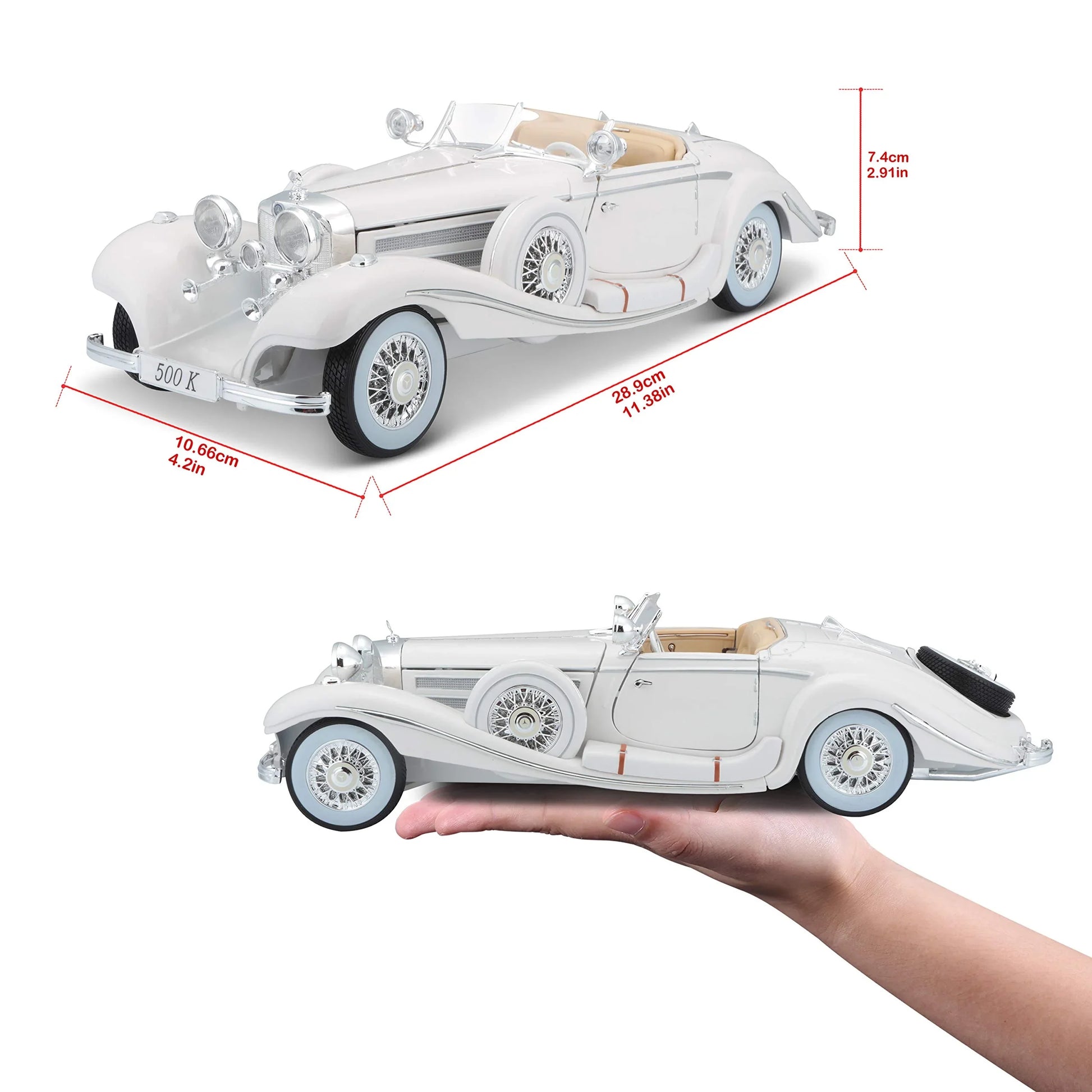 アウトレット品 ミニカー メルセデス・ベンツ 1936年式500K ダイキャストスケールモデル コレクターズエディション 名車クラシックカー 1/18ボディライン精巧再現 重厚感漂うヘッドライトグリルバンパーディテール