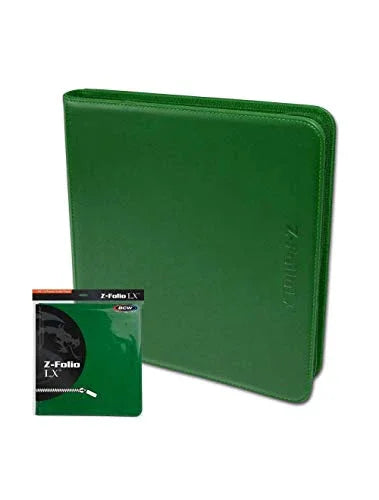 トレーディングカードコレクション保管アルバム Z-Folio 12-Pocket LX Album Green ブランド 高品質プレミアム両面ページ480枚収納可能酸を含まないアーカイブ対応PVC不使用ジッパー付き持ち運び安心設計収納整理鑑賞用カード保護仕様