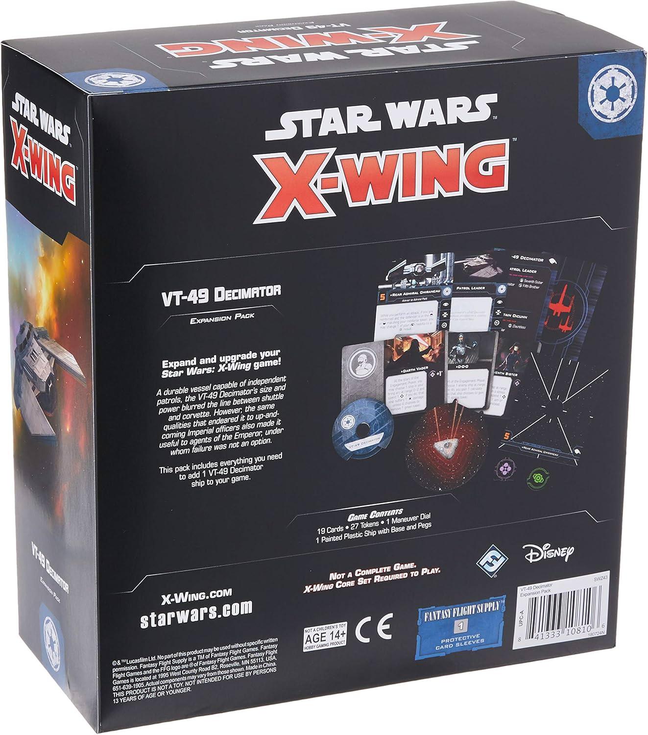 ミニチュアゲーム スター・ウォーズ X-Wing 第2版 VT-49 デシメーター拡張パック Atomic Mass Games 銀河帝国軍の強力な宇宙船 精巧な塗装と詳細なミニチュア 多彩なアップグレードカードと個性的なパイロット搭載