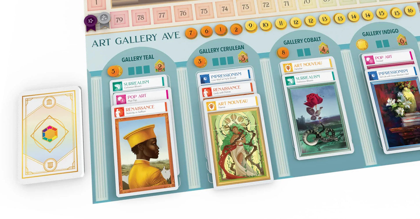 ボードゲーム Art Decko 美術品コレクション Rio Grande Games 戦略的デッキ構築 5つの美術様式 オリジナルアート15点 市場評価変動 モジュール式ボーナス プレイヤー能力非対称 45分から60分 2人から4人対応 14歳以上対象