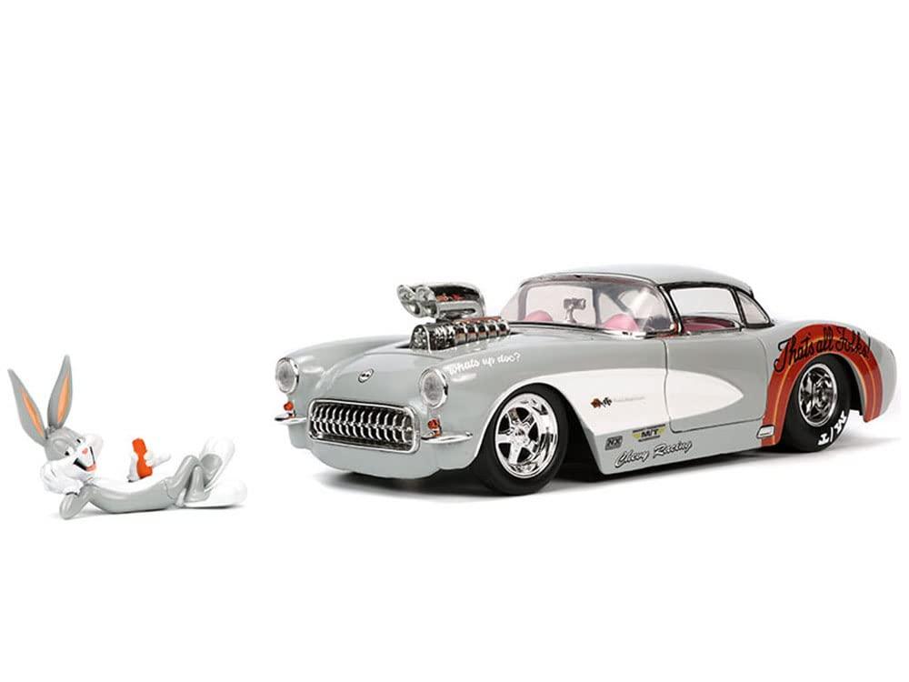 ミニカー JADA TOYS 1/24スケール シボレー コルベット ルーニーテューンズモデル バッグスバニー付属 アメリカンスポーツカー 精密塗装 ディスプレイ向け コレクター必携 アニメキャラクター融合 高品質