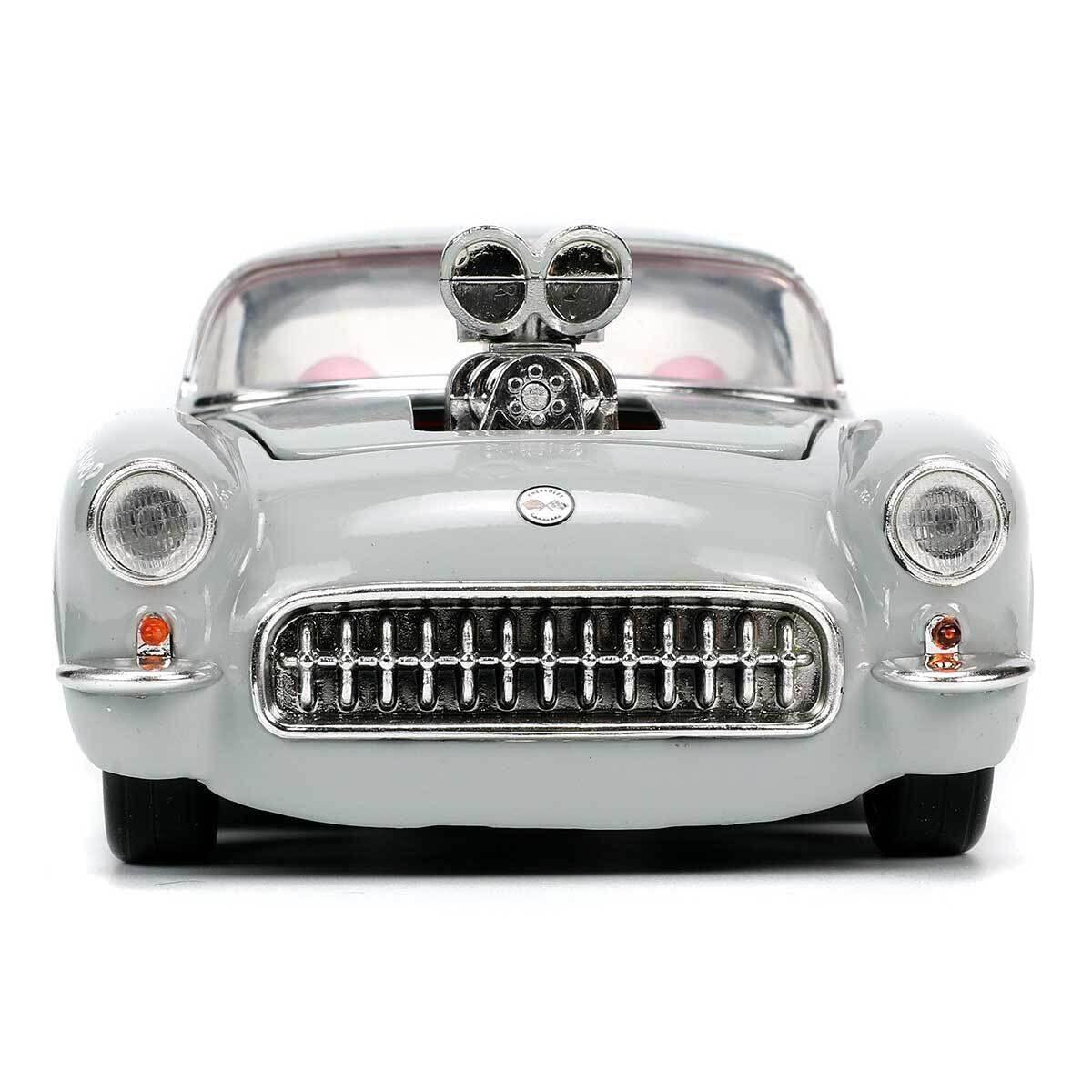 ミニカー JADA TOYS 1/24スケール シボレー コルベット ルーニーテューンズモデル バッグスバニー付属 アメリカンスポーツカー 精密塗装 ディスプレイ向け コレクター必携 アニメキャラクター融合 高品質
