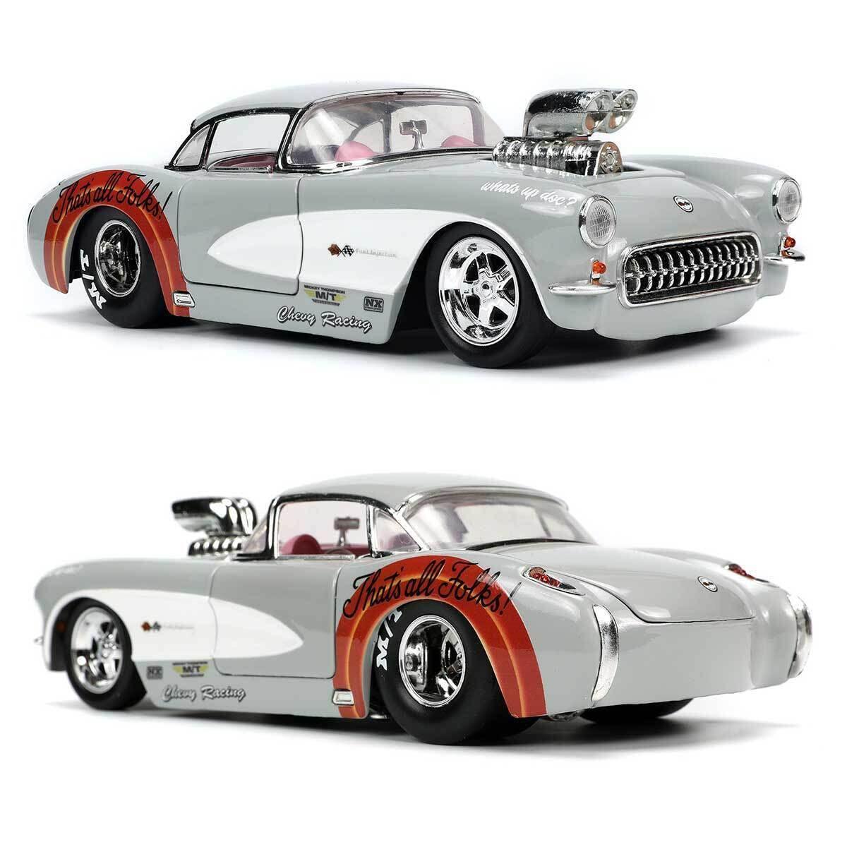 ミニカー JADA TOYS 1/24スケール シボレー コルベット ルーニーテューンズモデル バッグスバニー付属 アメリカンスポーツカー 精密塗装 ディスプレイ向け コレクター必携 アニメキャラクター融合 高品質