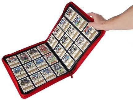 トレーディングカードアルバム Z-Folio 12ポケット LX アルバム レッド カードコレクター向け プレミアム両面ページ480枚収納可能 サイドローディング式 ポリプロピレン製長期保存対応 高品質素材 レザーレットカバーデザイン