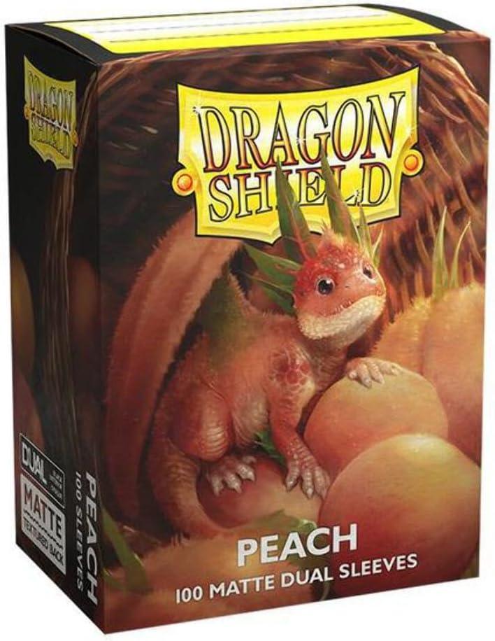 カードスリーブ ドラゴンシールド マットデュアルスリーブ スタンダードサイズ ピーチ 100枚入り ポリプロピレン製 PVCフリー 不透明設計 黒色内側 背面マット テクスチャー加工 シャッフルスムーズ 高耐久 プレイ用コレクター向け