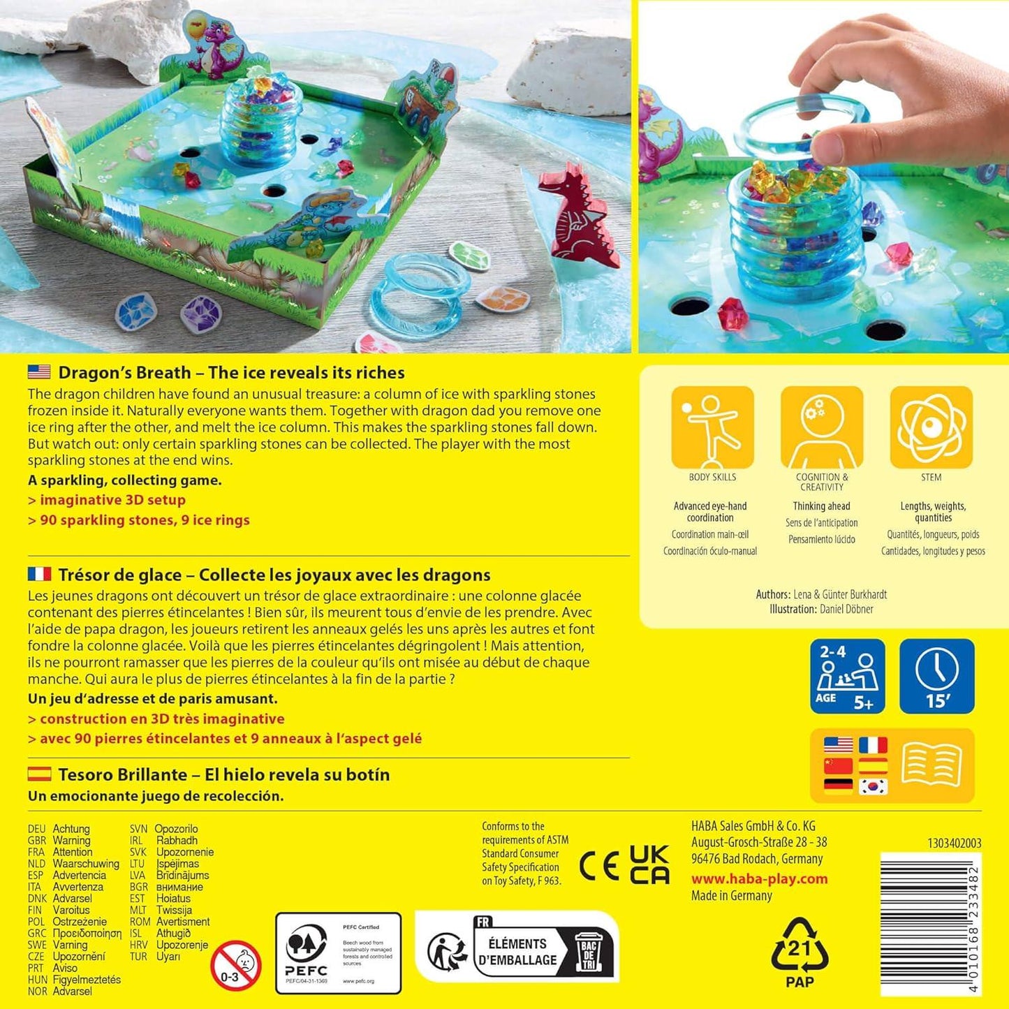 ボードゲーム Dragon's Breath ドラゴン・ブレス ギュンター・ブルクハルト レナ・ブルクハルト デザイン 透明な氷のリング 宝石集め 5歳以上向け 家族で楽しむ戦略と運のバランス 親子で遊べるファミリーゲーム