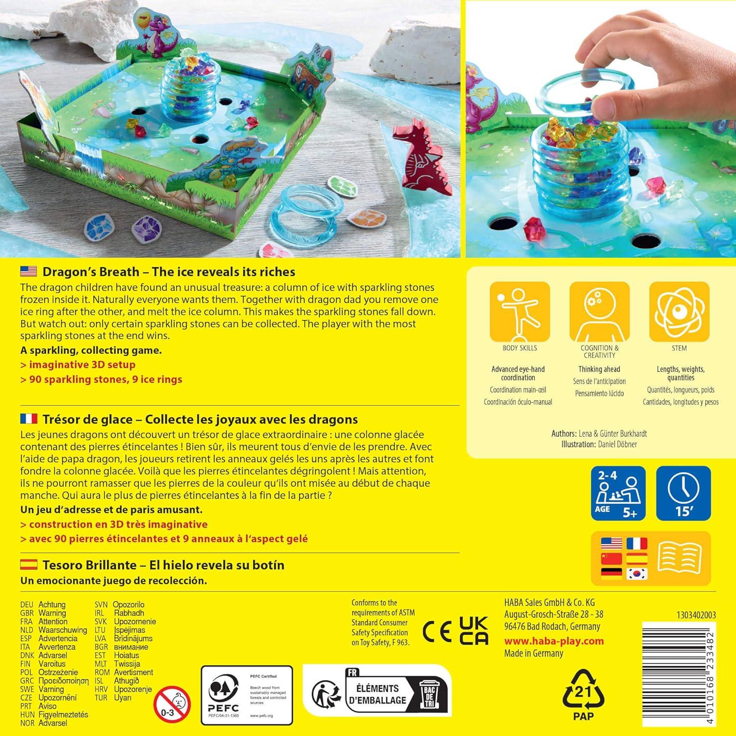 ボードゲーム Dragon's Breath ドラゴン・ブレス ギュンター・ブルクハルト レナ・ブルクハルト デザイン 透明な氷のリング 宝石集め 5歳以上向け 家族で楽しむ戦略と運のバランス 親子で遊べるファミリーゲーム