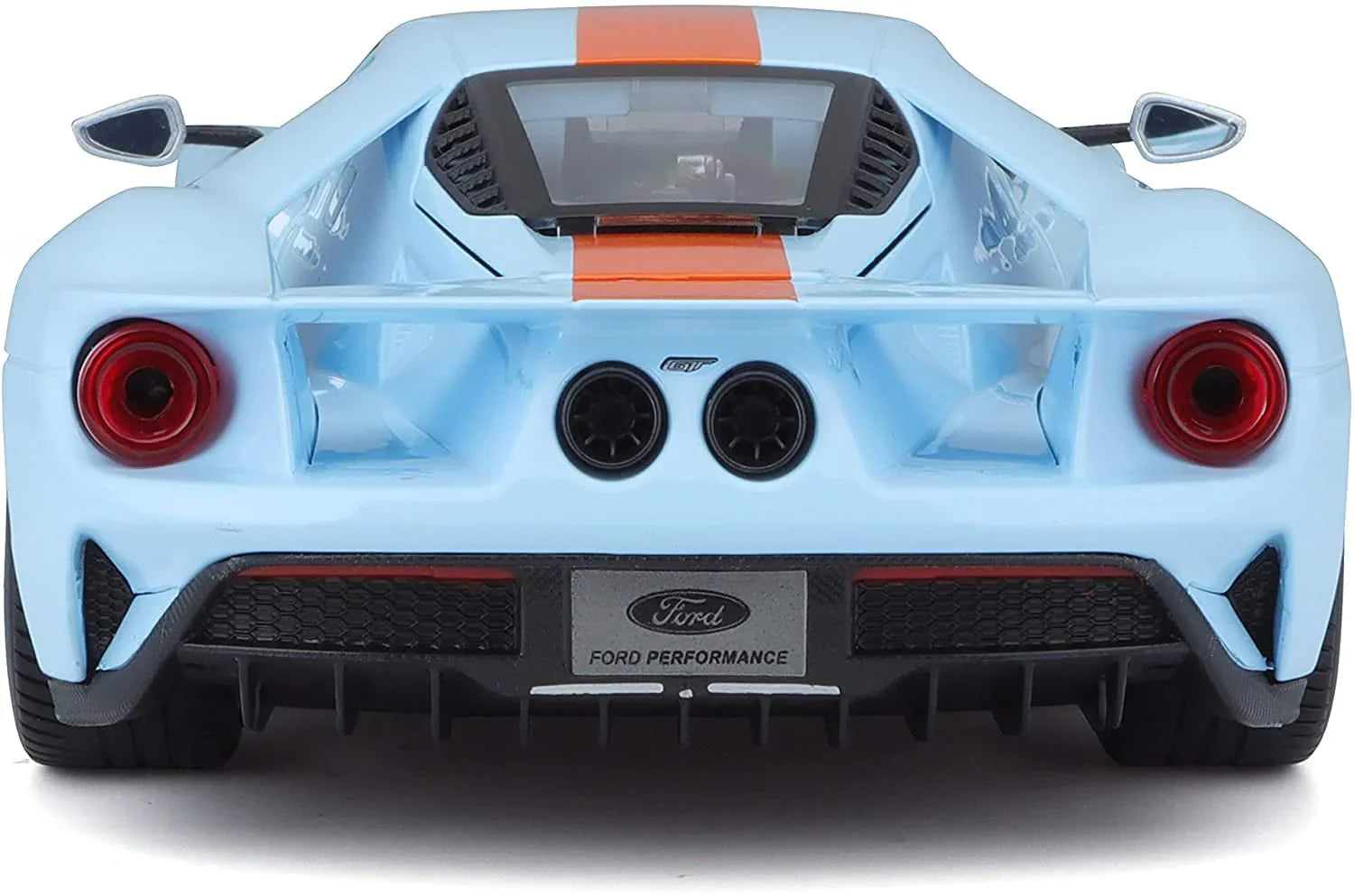 ダイキャストモデルカー Maisto フォードGT 2017モデル 1/18スケール 精密再現 レーシングカー ブルーオレンジボディ アクティブスポイラー可変式リアウイング セラミックブレーキ 20インチホイール搭載