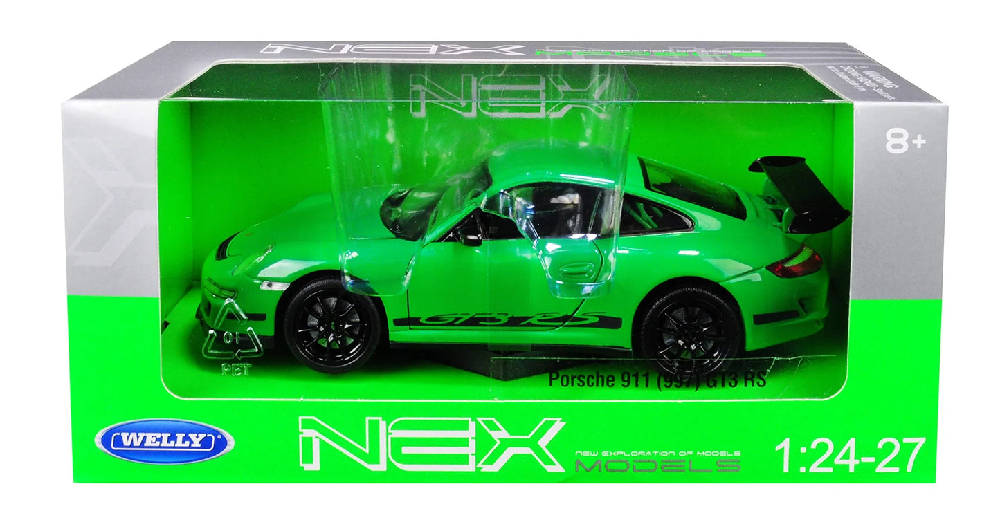 アウトレット品 ミニカー WELLY ウィリー ポルシェ 911 997 GT3 RS グリーン 1/24 スケール 精密ディテール コレクション仕様 エレガンスとパワー象徴 スタイリッシュフォルム 高級感あふれるスポーツカー再現 車模型 ファン必携 限定デザイン
