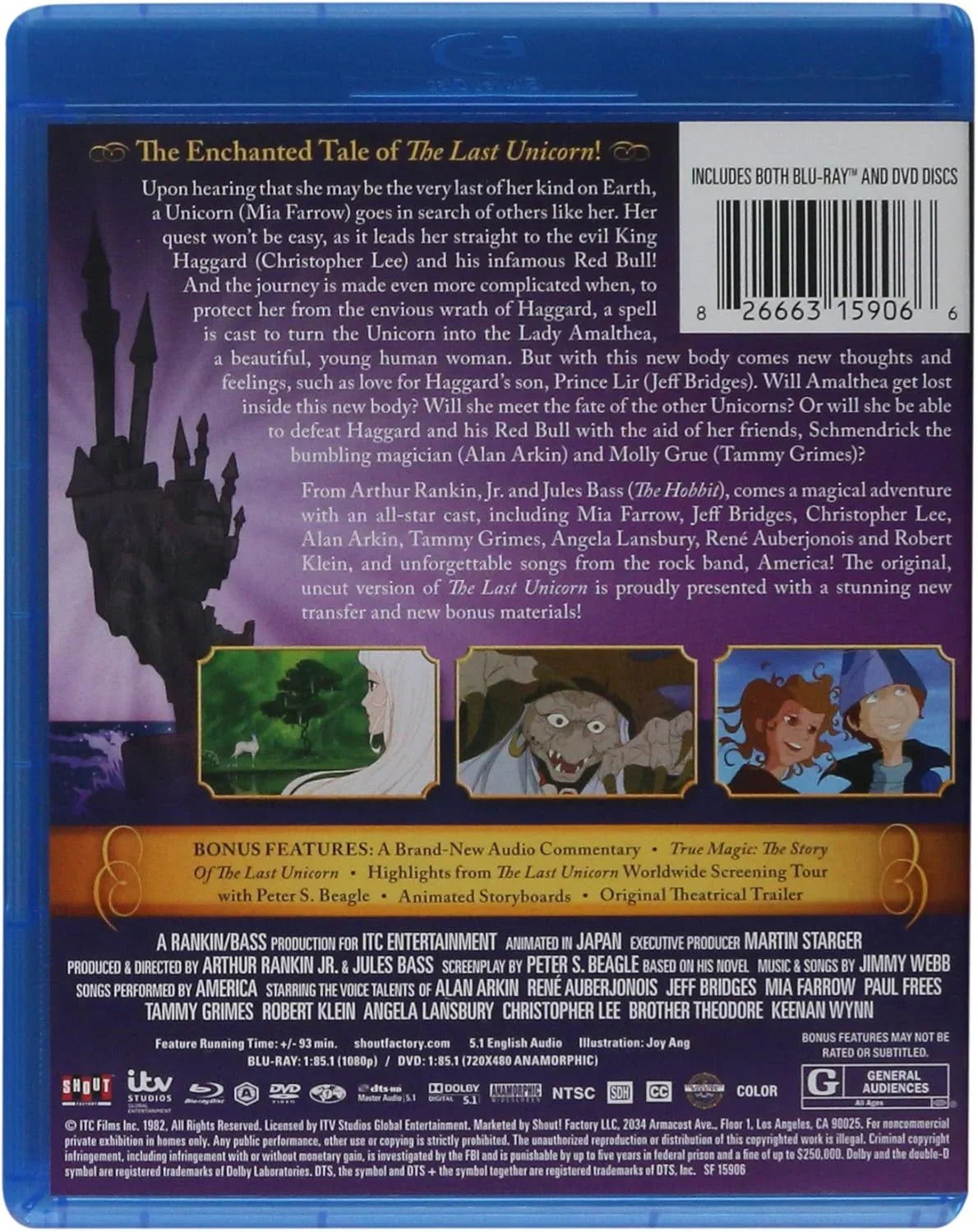 Blu-ray DVD 最後のユニコーン エンチャンテッド・エディション Shout Factory 2Kデジタルマスター高品質映像 DTS-HD Master Audio 5.1 チャンネル 豪華声優陣再録音オーディオコメンタリー 93分本編 特典映像豊富  DVD