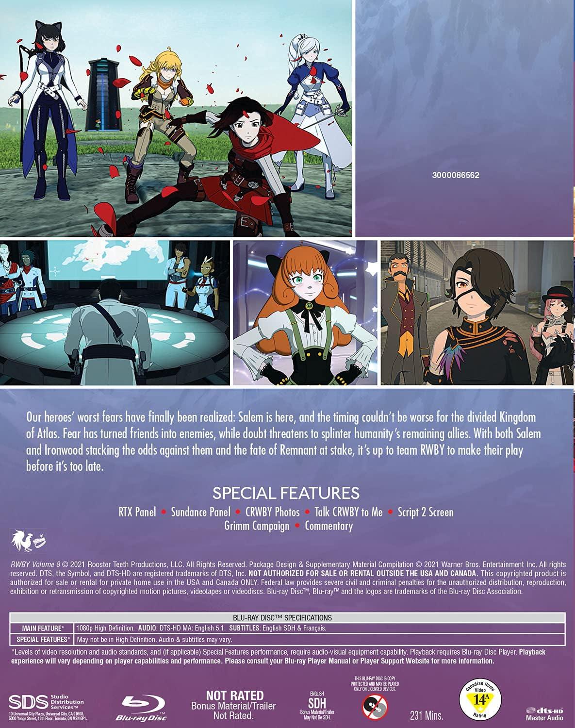 アニメ Blu-ray RWBY Volume 8 アトラス王国の命運を懸けた最終決戦 レムナント 世界 セイラム 到来 友情 崩壊 アトラス 分断 迫る 危機 戦い 物語 アクション 緻密 映像 美 音楽 声優 演技 絆 戦闘 シーン 高画質 14話 収録