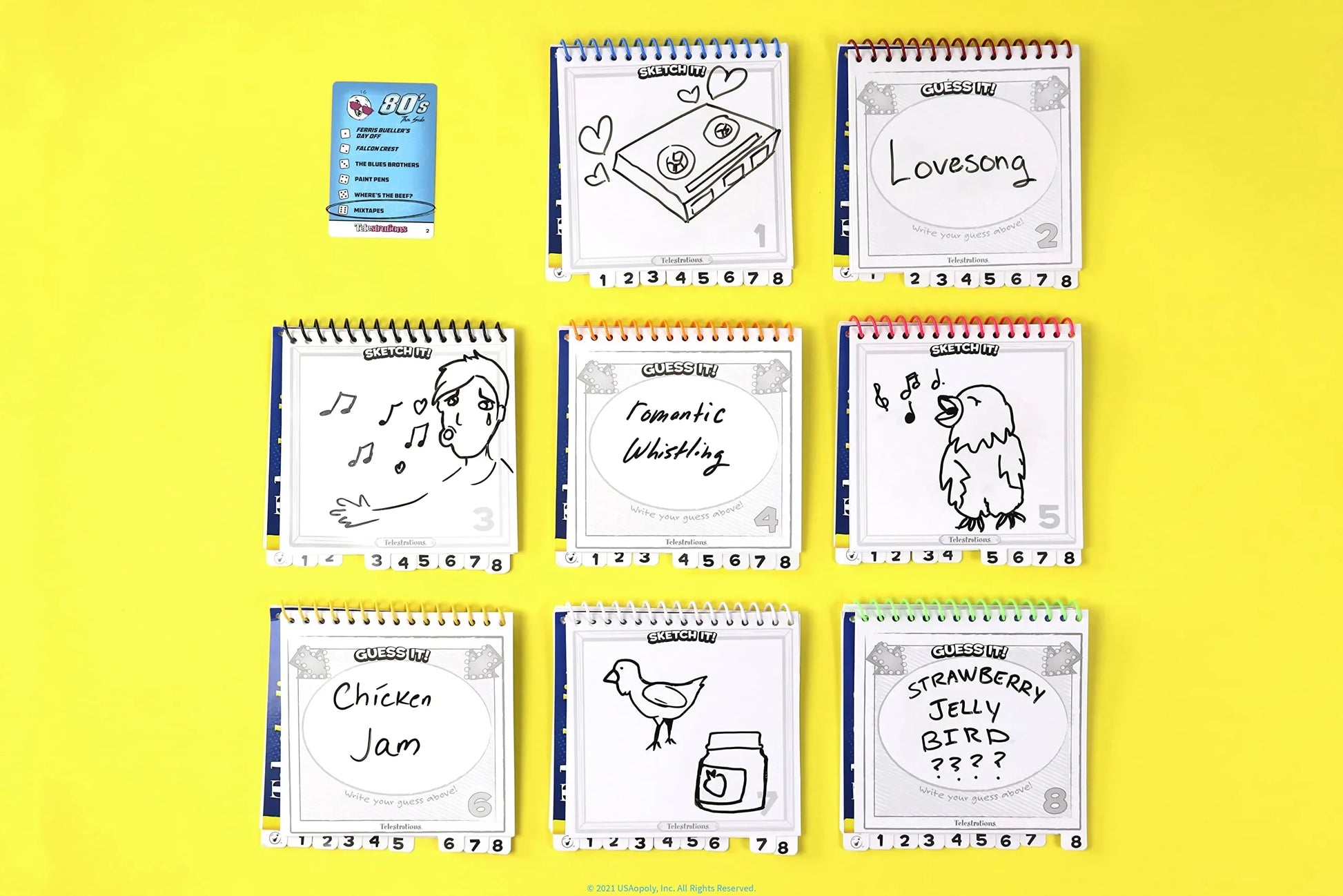 ボードゲーム Telestrations 80's & 90's Expansion Telestrations 80年代 90年代 両面カード仕様 受賞歴 人気お絵描きゲーム 拡張パック 伝言ゲーム 家族 友人 パーティー 文化テーマ 笑い交流 15-30分 プレイ人数六人以上