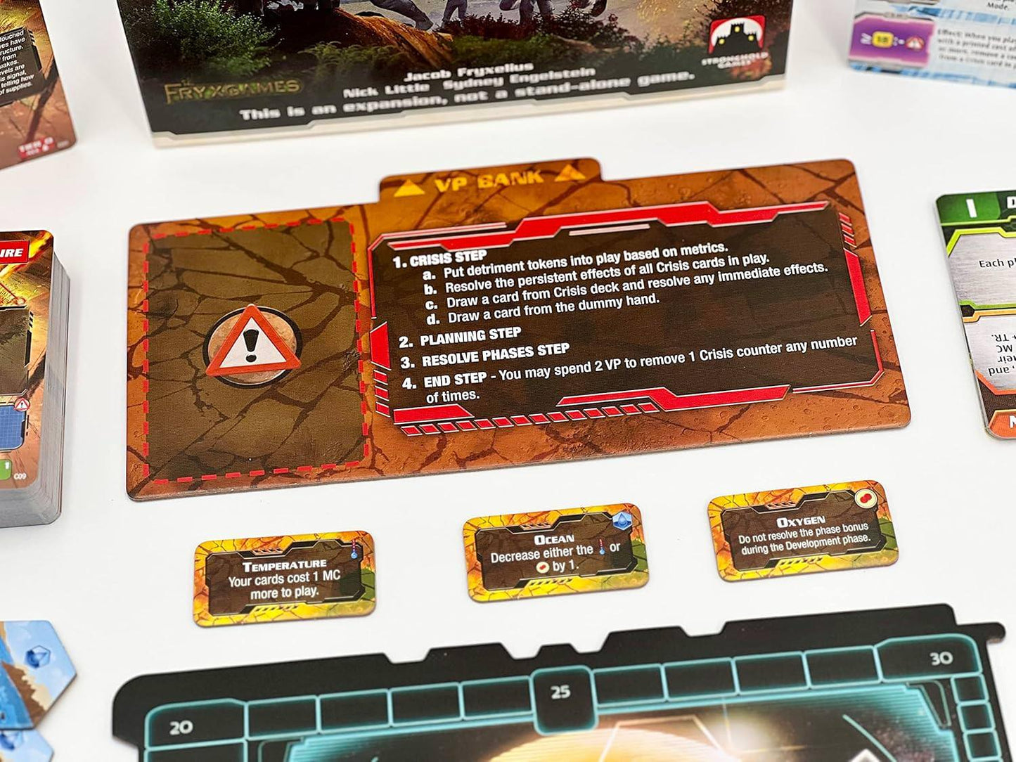 ボードゲーム アレス エクスペディション 拡張 クライシス テラフォーミングマーズ カードゲーム ブランド Jacob Fryxelius Nick Little Sydney Engelstein 協力型ゲーム 危機対応 企業特性 活用 新企業 両面火星ボード