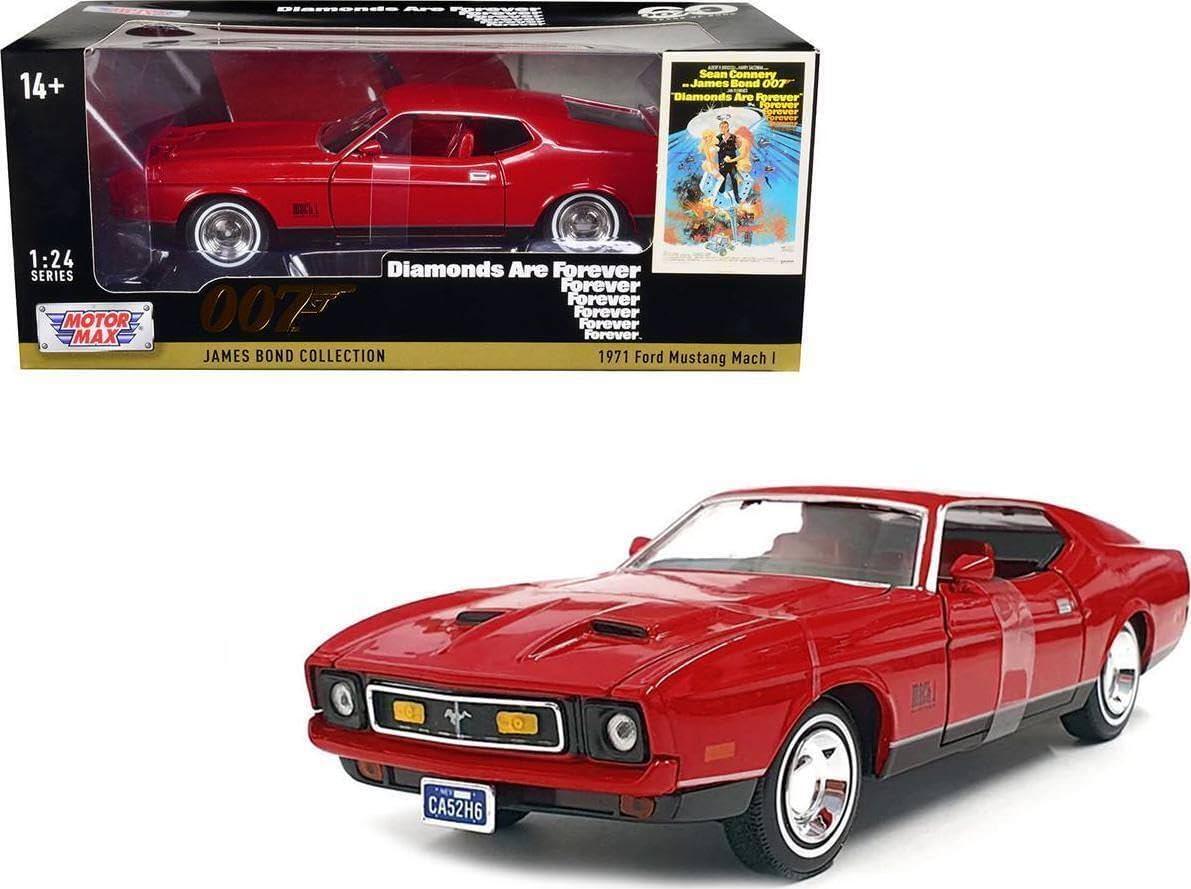 アウトレット品 ミニカー MOTORMAX モーターマックス フォード マスタング マッハ1 1971 1/24 スケール 映画007 ダイヤモンドは永遠に コレクターズアイテム 精密ディテール 赤色ボディ 魅力的なアメリカンマッスルカー 伝説の車両 再現モデル