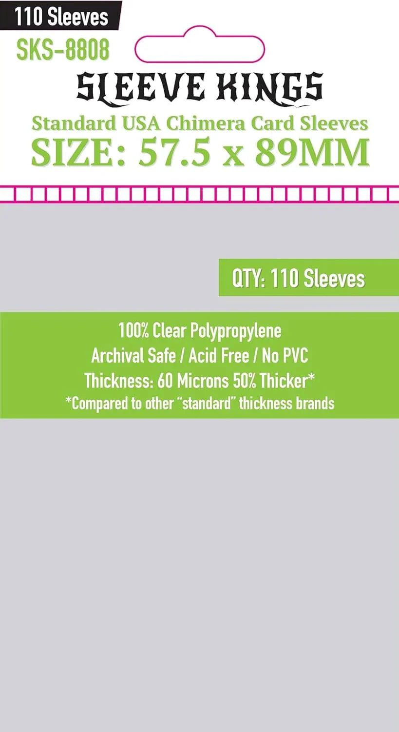 カードスリーブ Chimera Standard USA カードスリーブ Chimera USAブランド 高耐久 厚60ミクロン仕様 110枚入り USAキメラサイズ対応 透明クリア素材 トレーディングカード保護用 耐久性向上 使用頻度高いカード用