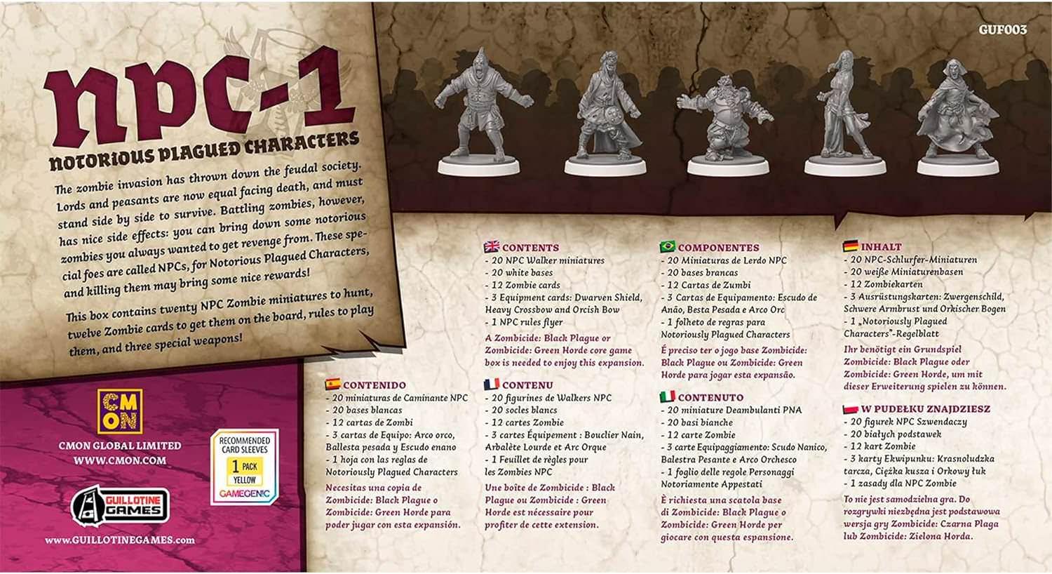 ボードゲーム Zombicide Black Plague NPC-1 拡張セット コマンド拡張 ゾンビナース ゾンビ刑務官 ゾンビダンサー ゾンビモア ゾンビドワーフ 専用ベース スポーンカード Vault武器 戦略的ゾンビサバイバル