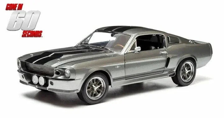 アウトレット品 ミニカー 映画60セカンズ エレノア カスタムマスタング フォード シェルビー GT500 ダイキャストモデル 1/18スケール 世界限定1500台 ペパーグレー ブラックストライプ 大型エアスクープ FRPバンパー 専用インテリア エンジンルーム開閉可