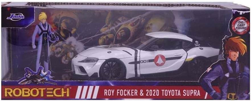 アウトレット品 スケールモデル トヨタ スープラ 2020年モデル ROBOTECH ロイ フォッカー フィギュア付 ダイキャスト製法 重厚質感 細部精密再現 スポーツカー 世界観融合 モータースポーツ ファン コレクション 限定版 アニメ コラボレーション